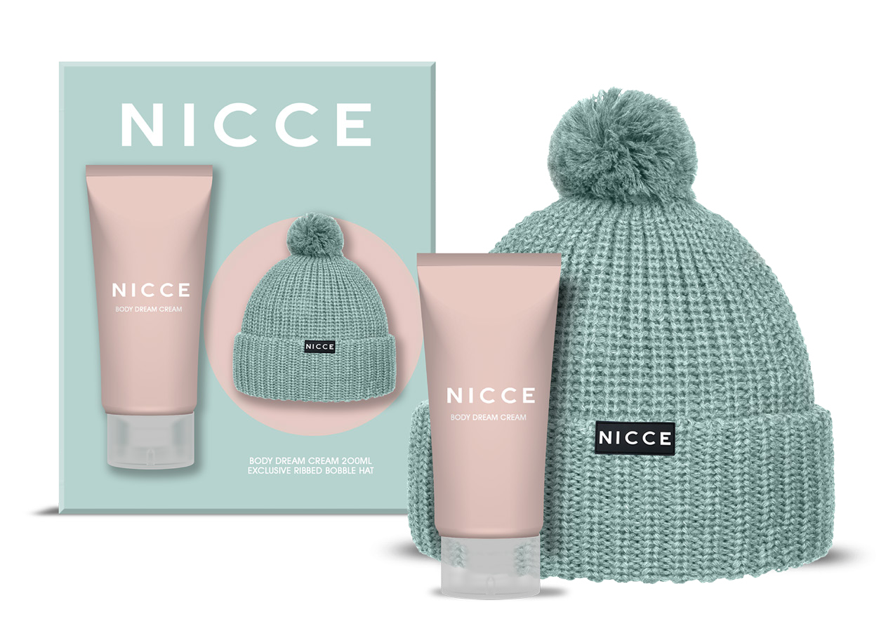 Nicce Women's Beanie Hat & Shower Cream Set
