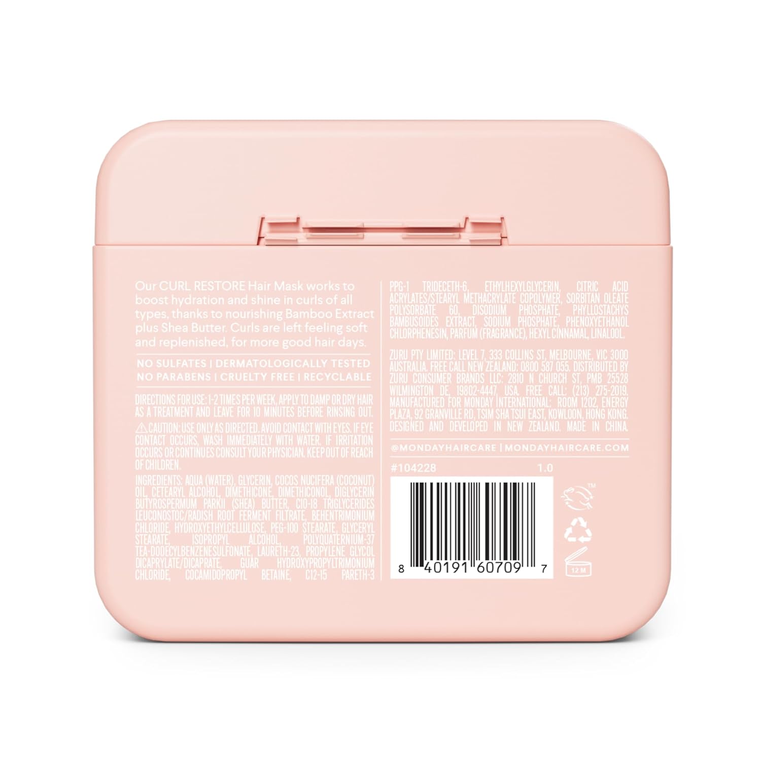 Monday Hair Mask Curl Restore 250ml