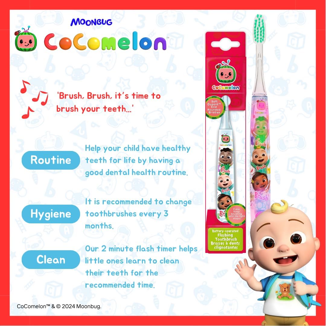 CoComelon Flashing Battery Powered Children's Toothbrush