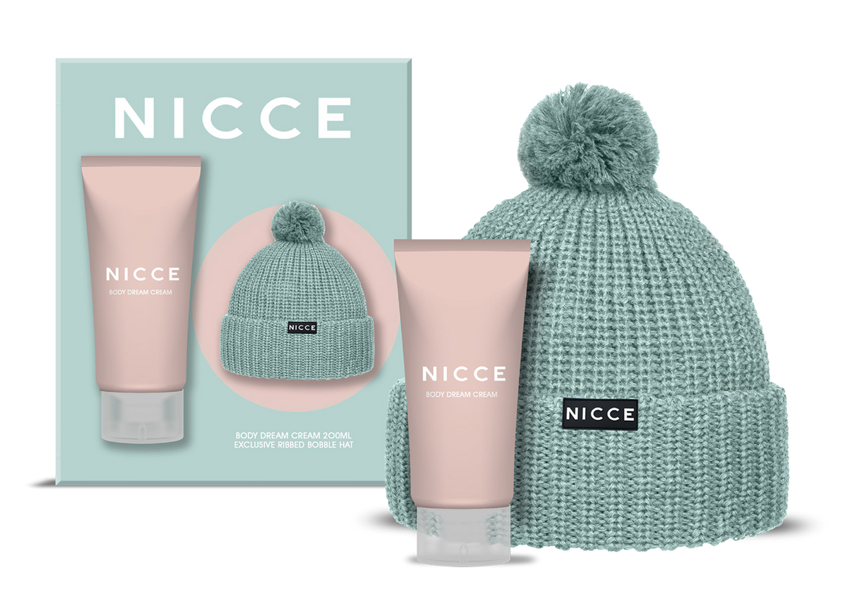 Nicce Women's Beanie Hat & Shower Cream Set