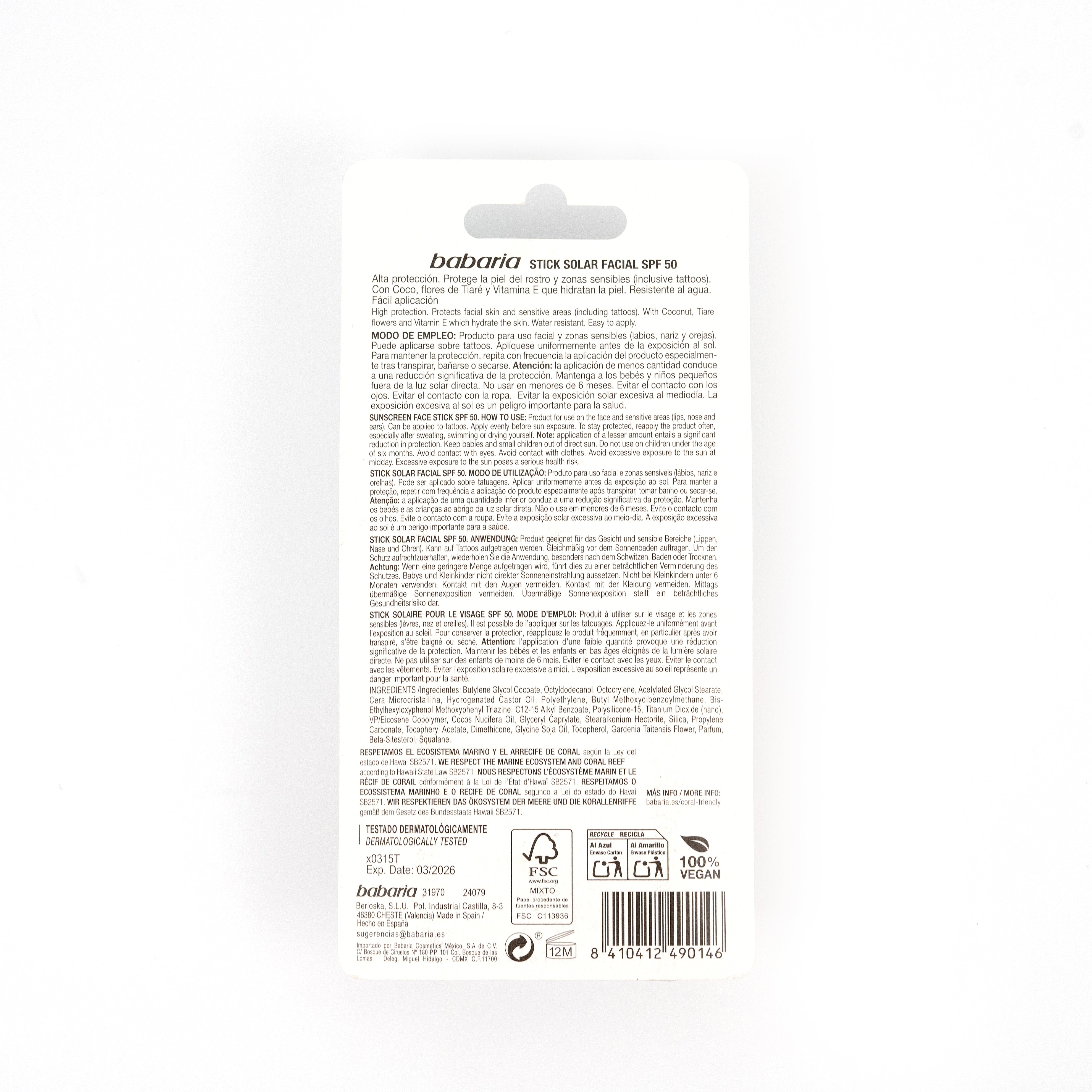 Facial Sunscreen Stick SPF50