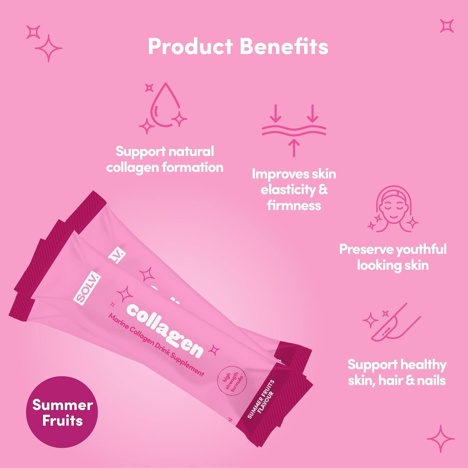 SOLV. Liquid Collagen Sachet 15ml (14 Pack) - Summer Fruits