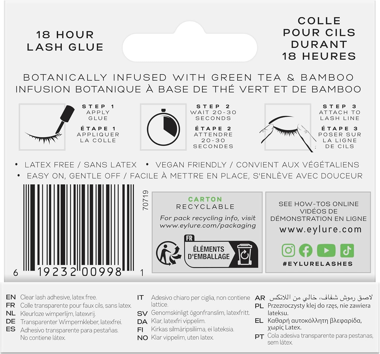 Eylure 18H Glue Brush Applicator - Clear