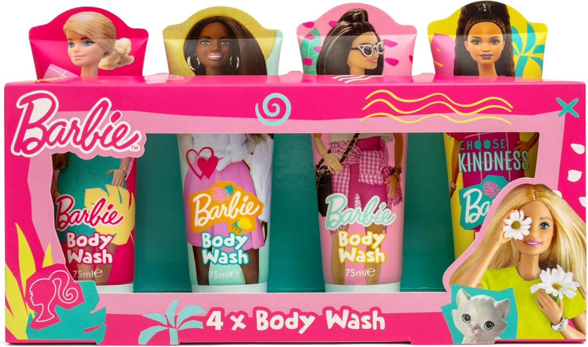 Barbie Body Wash Gift Set - 4 x 75ml - Body Wash/Shower Gel/Bath