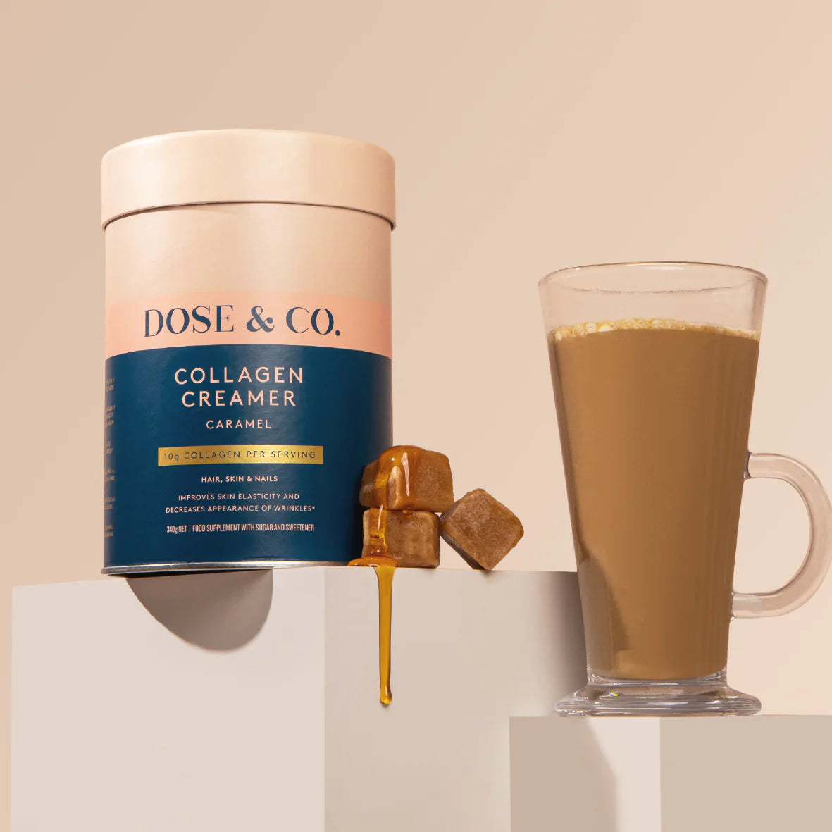 Dose & Co Dairy Collagen Creamer - Caramel 340g